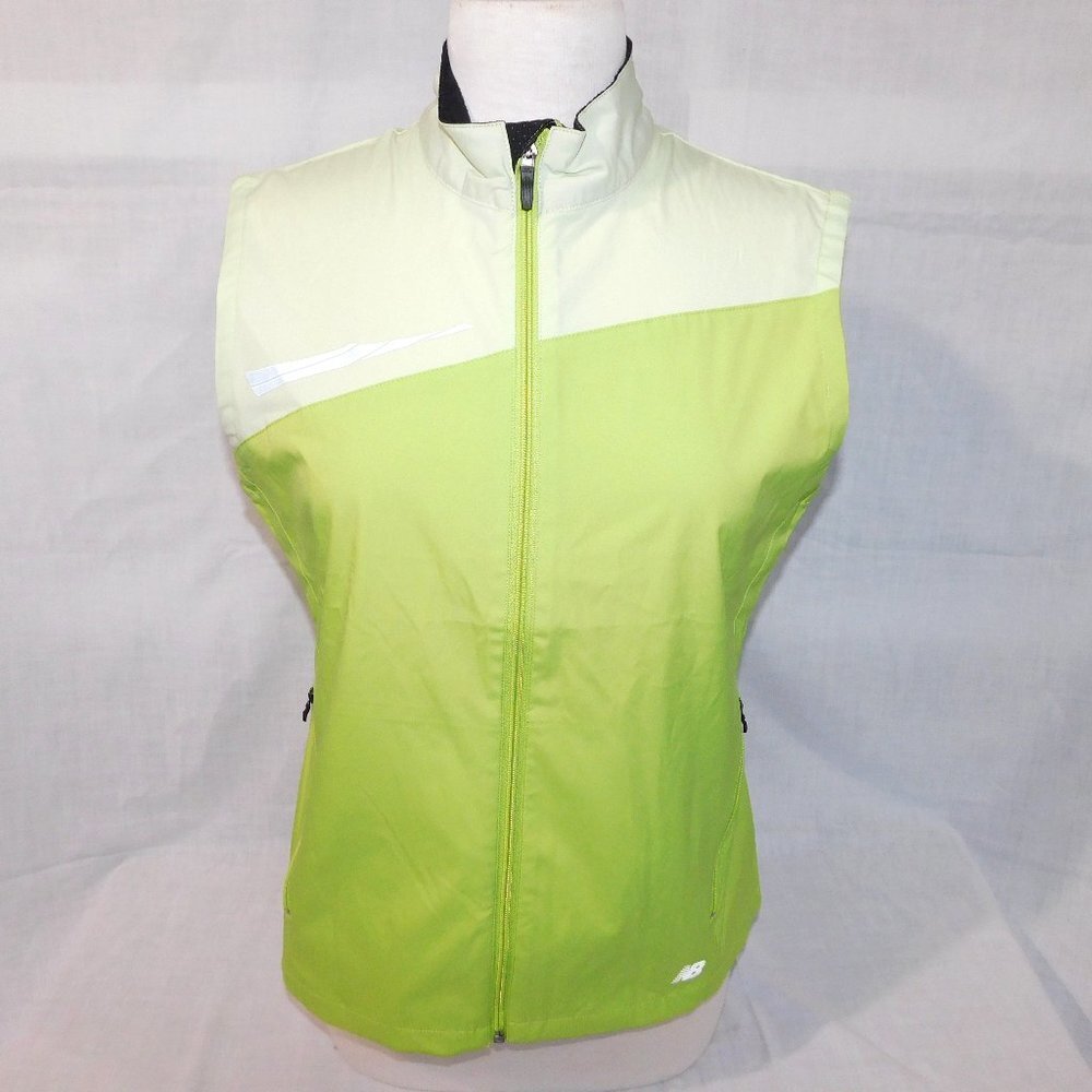 New Balance Two Tone Lime & Light Green Wind Running Vest Womens M Reflective